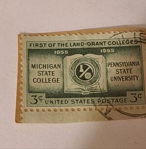 Vintage 3¢ Land-Grant Colleges Stamp Michigan State & Pen